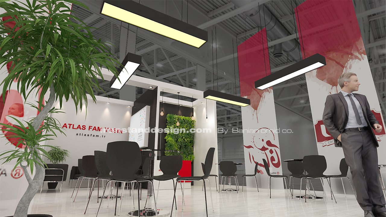 رندر سه بعدی غرفه شرکت اطلس فام یاسین